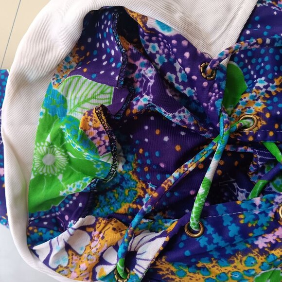 Small Vintage Women's Top 1960s Psychedelic Lace-Up Bodice Stretch Groovy Mod - Picture 8 of 8